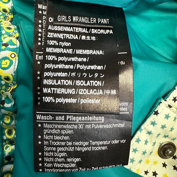 Burton Girl's Wrangler Snowboarding Pants Green Blue Stars Size XL - Picture 10 of 15